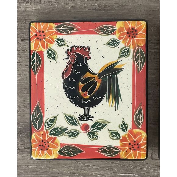 Julie Ueland Rooster Trivet Set – Farmhouse Ceramic Kitchen Decor – 6x7 - Picture 3 of 10